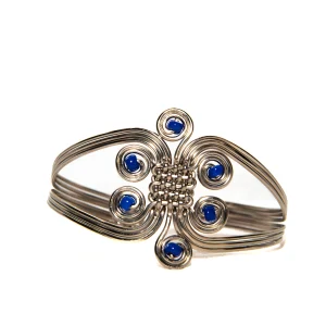 Silver bangle with stones